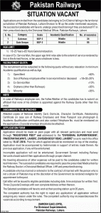 Pakistan Railways Lahore Jobs 2016 Terms and Conditions Application Form Submission Last Date Recruitment Quota