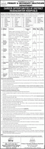 Districts Primary and Secondary Health Department Punjab DHQ Jobs 2016 NTS Application Form Submission Procedure Dates