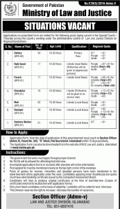 Ministry of Law and Justice Govt Jobs 2016 in Pakistan MOLAW Application Form Interviews Test