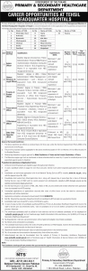 Tehsil Primary and Secondary Health Department Punjab THQ Jobs 2016 Procedure NTS Application Form Submission Dates