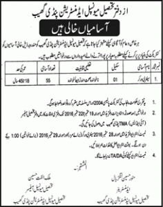 TMA Pindi Gheb Jobs 2016 in Tehsil Municipal Administration Application Form Written Test Requirements Details