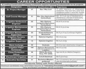 Sindh Construction Company Karachi Jobs 2016 Online Apply Through Email/Sending CV Resume