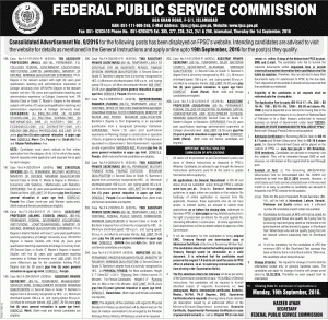 Federal Public Service Commission FPSC Military Hospitals Ministry of Defence Jobs 2016 Online Apply