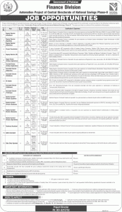 Finance Division Pakistan Govt Jobs 2016 Central Directorate of National Saving Project NTS Application Form