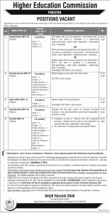 HEC Jobs 2016 Higher Education Commission Islamabad Apply Online Last Date Eligibility Criteria