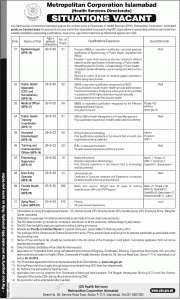 Govt Metropolitan Corporation Islamabad Jobs 2016 Health Services Directorate Application Form