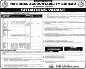 NAB NTS National Accountability Bureau Headquarters Islamabad Jobs 2016 Application Form