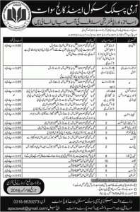 Swat Army Public School and College KPK Govt Jobs 2016 Application Form Download