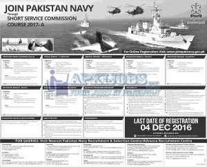 Pakistan Navy Jobs 2017-A Through Short Service Commission Course Online Registration