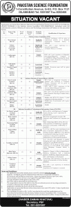 Pakistan Science Foundation Jobs 2016 PSF PMNH PASTIC NTS Application Form