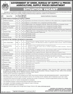 Sindh Agriculture Supply and Prices Department Jobs 2016 Application Form Download