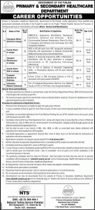 Punjab Primary and Secondary Healthcare Department Jobs 2016 NTS Application Form