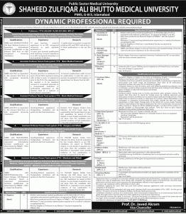 Islamabad Shaheed Zulfikar Ali Bhutto Medical University Jobs 2016 Registration Form Submission